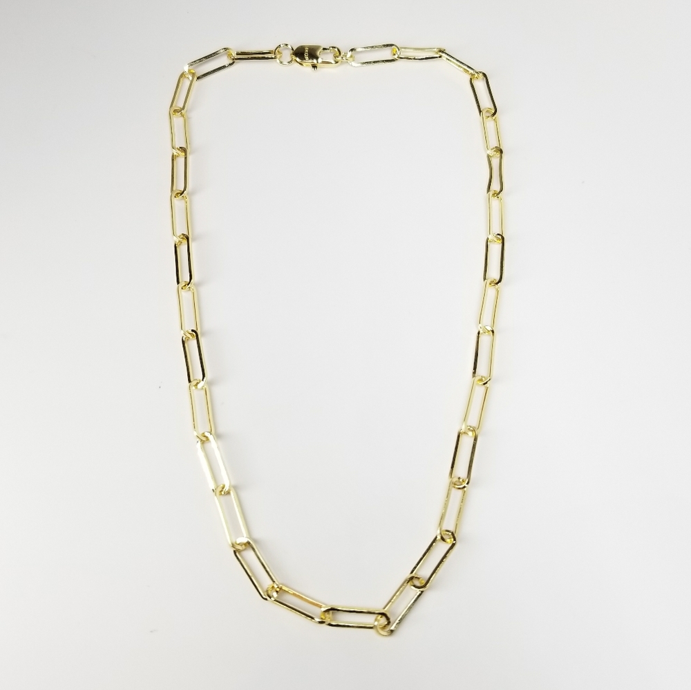 NEW 14K Gold Paperclip Chain Necklace Choker - Picture 4 of 8